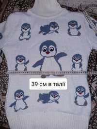 Теплий светр з пінгвінами для дівчини