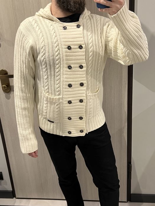 Modny męski biały sweter z kapturem Brave Soul XL