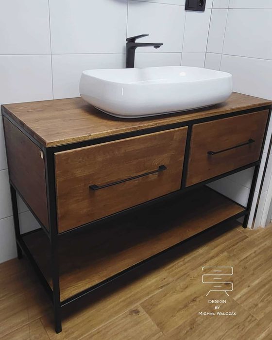 Szafka Łazienkowa Umywalkę Dąb - 170x45x80cm Loft Komoda Drewno dębowe