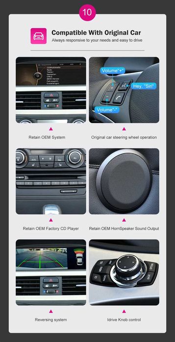 Rádio 9" Linux BMW Série 3 e 5 E60 E90 Carplay Android Auto GPS NOVO