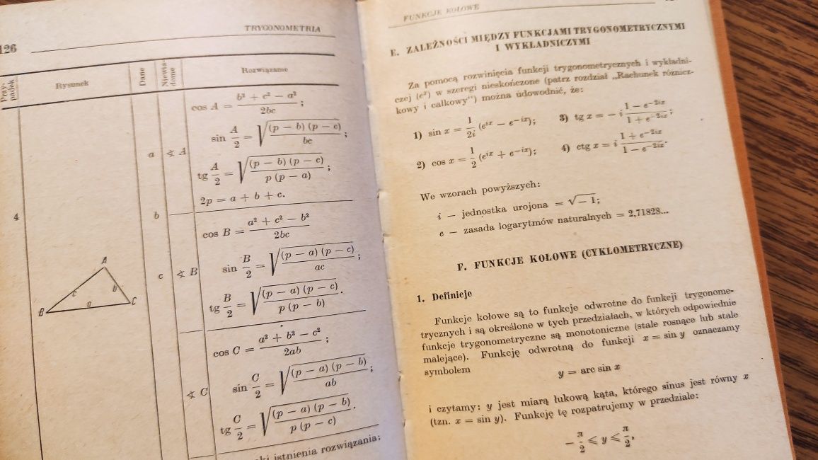 Matematyka wzory definicje tablice podręcznik logarytmy ciągi kąty