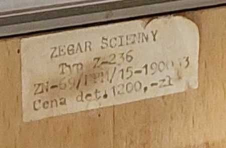 Polski zegar ścienny, wahadłowy Predom Metron Typ Z-236 PRL lata 70-80