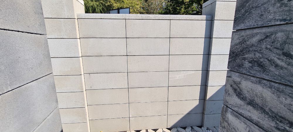 Bloczki modułowe pustaki nowoczesne gładkie ogrodzenie