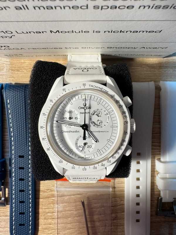 Omega x Swatch Snoopy Biały Edycja Lim.: Bioceramic Solarny