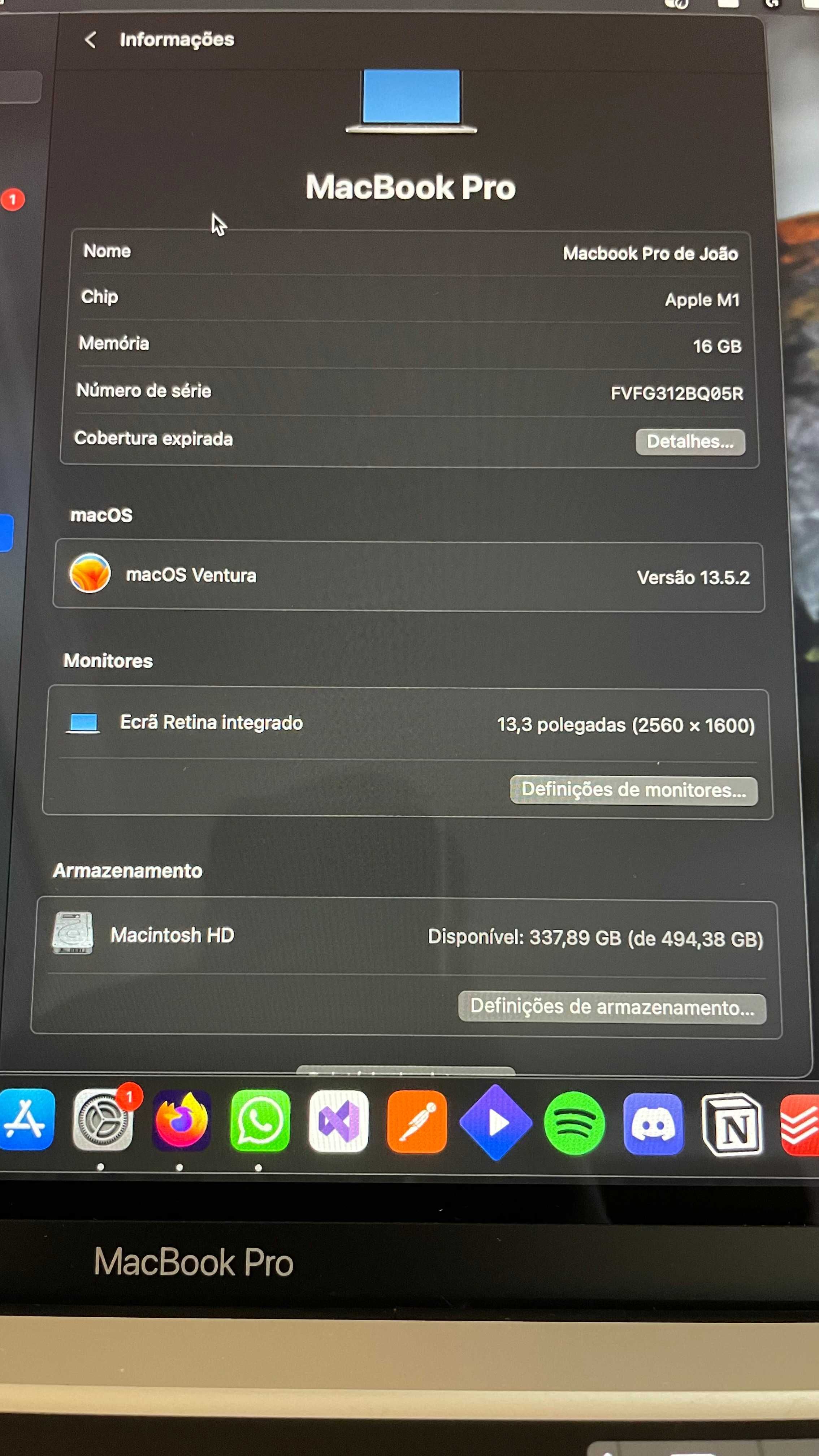 Macbook Pro M1 13" 16gb Touchbar