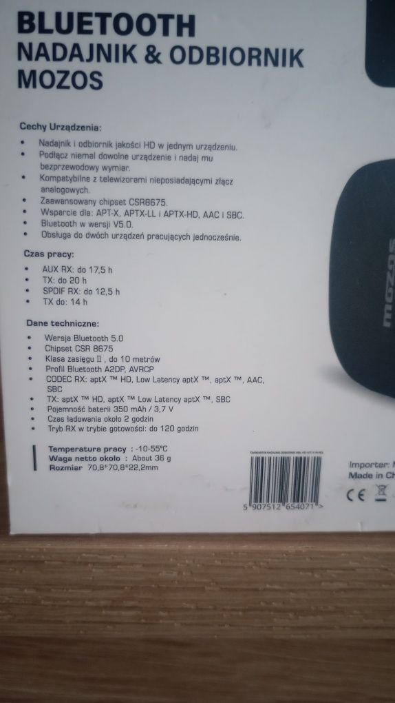 Mozos transmiter mbl-hd Bluetooth audio aptX