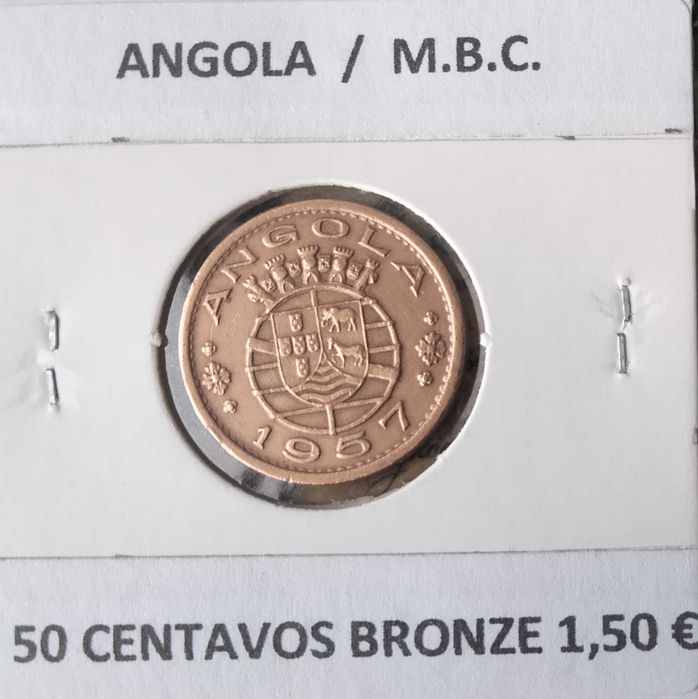 4 Moedas Portuguesas de 50 Centavos Ex Colónia Ultramarina de Angola