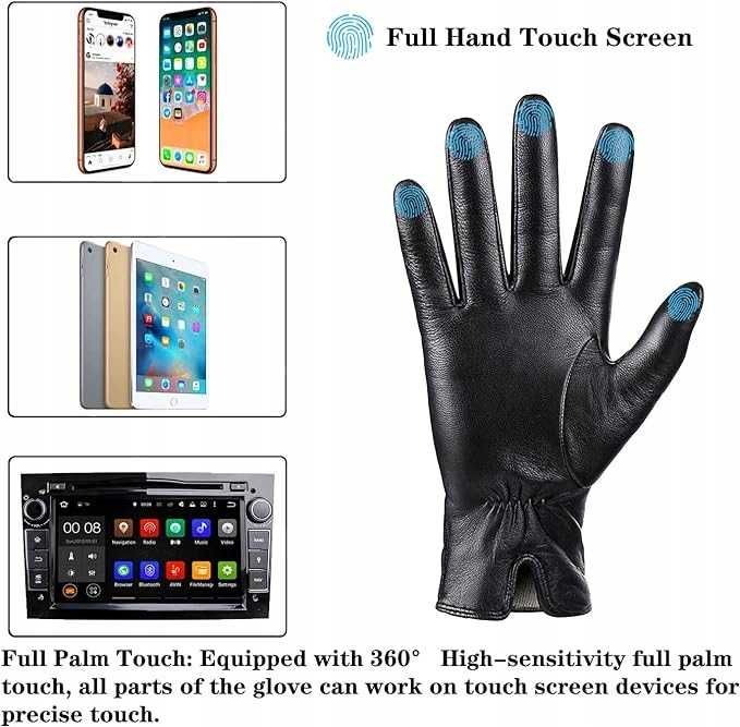 Skórzane rękawiczki Naturalna Owcza skóra Rozm. XL