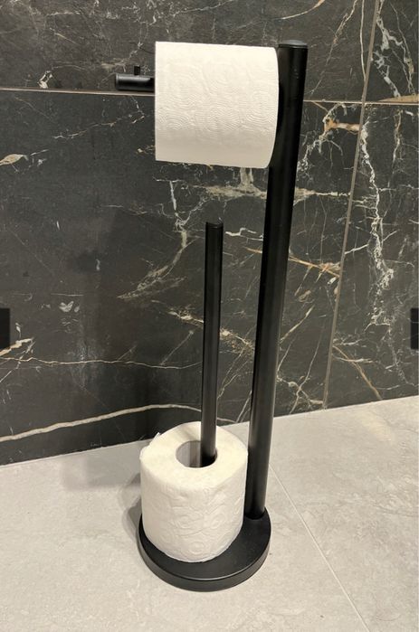 Uchwyt na papier toaletowy do WC 51cm stojak metalowy hit czarny