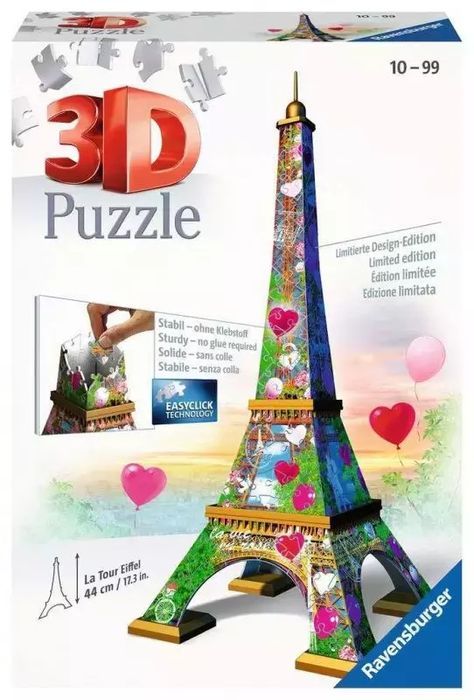 Puzzle 3D 216 elementów. Wieża Eiffla (edycja love). Ravensburger