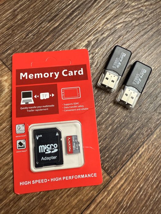 Новая Micro Sd 128gb+USB адаптер,картридер,флешка,карта памяти,переход