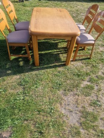 Stół drewniany dębowe masywny i 4 krzesła