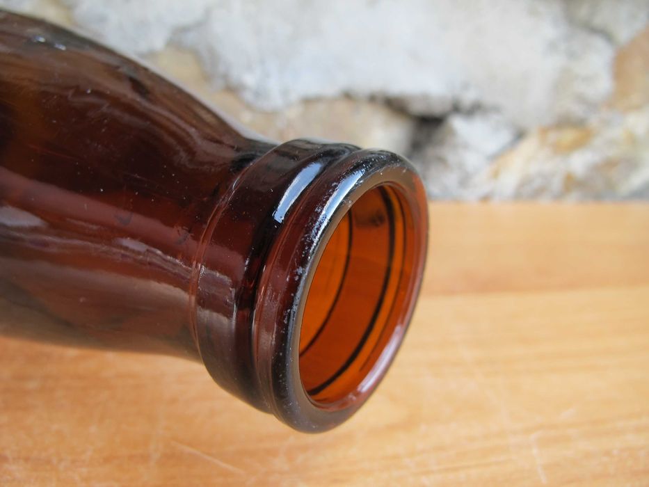 PRL - Stara Brązowa butelka po mleku 1 l_VINTAGE