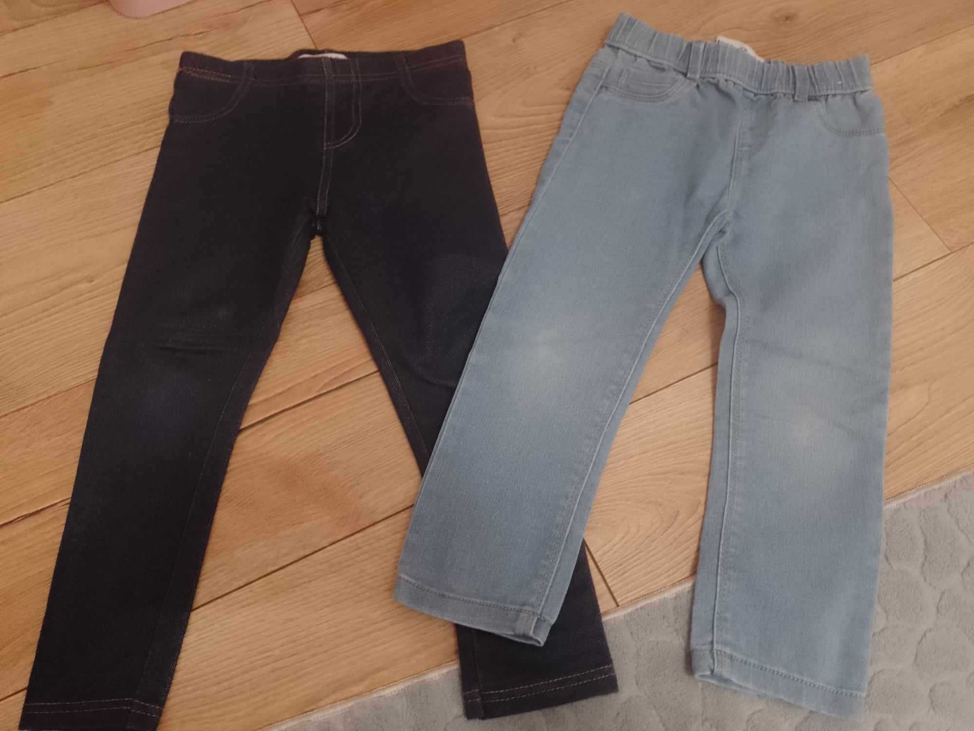 spodnie leginsy jeansy 2 pary