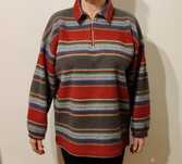 Bluza polarowa w paski duża damska 42 / 44 XL / XXL polar vintage szar
