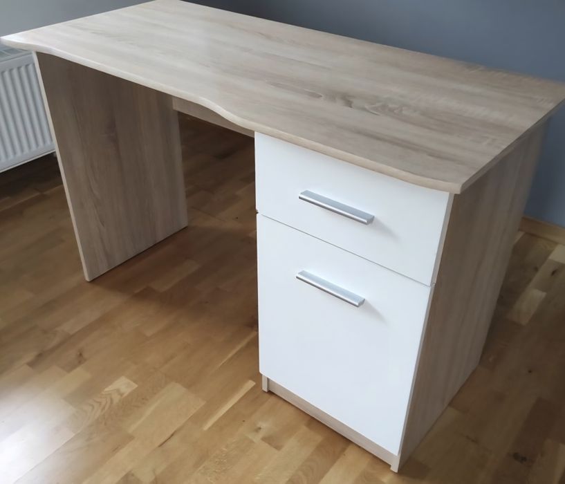 Biurko 120 cm dąb sonoma/białe