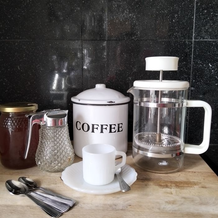 Cafeteira Pyrex, conjunto café