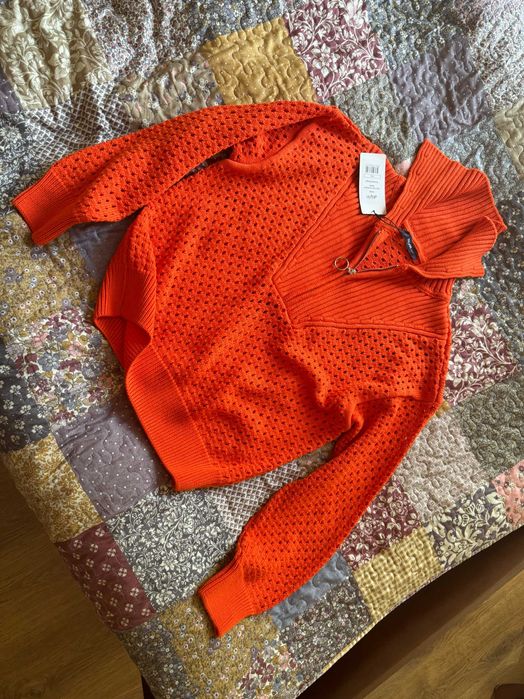 Свитер на молнии оранжевый Dilvin (Турция) One Size новый Акрил 100%