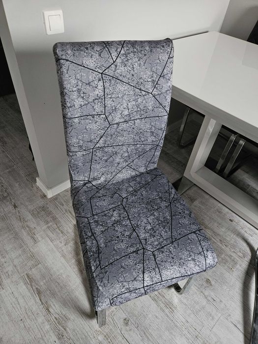 Pokrowce na krzesła elastyczne 4 sztuki wzór szary