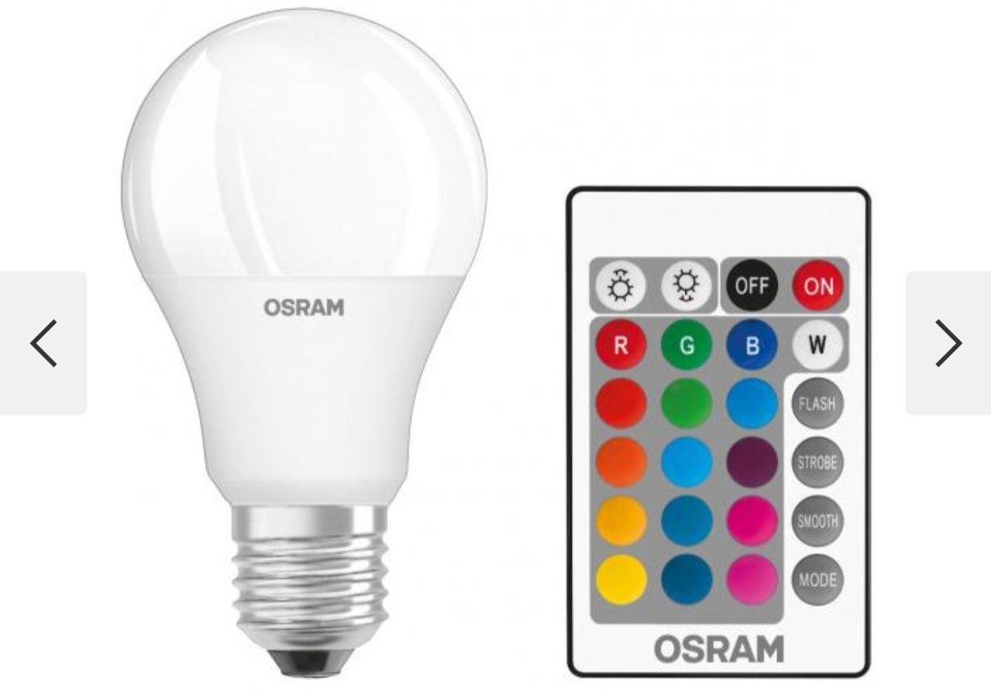 Лампа світлодіодна Osram RGBW 9.7 w A60 wt матова E27 220 В 2700 К...