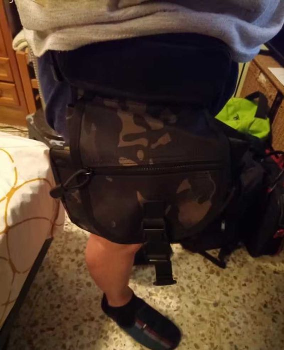 Taktyczna Torba na Udo/Pas - Czarny Kamuflaż