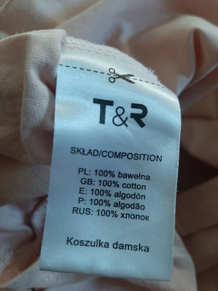 Koszulka bluzka bawełniana damska z krótkim rękawem tshirt r. 40 l