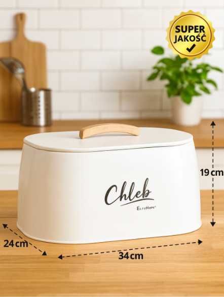 Chlebak metalowy biały duży pojemny na chleb do kuchni hit PROMOCJA