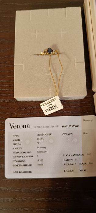Verona pierścionek z szafirem złoto