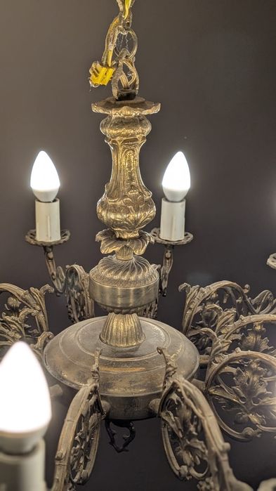 Żyrandol mosiężny + 2 kinkiety – elegancki komplet vintage!