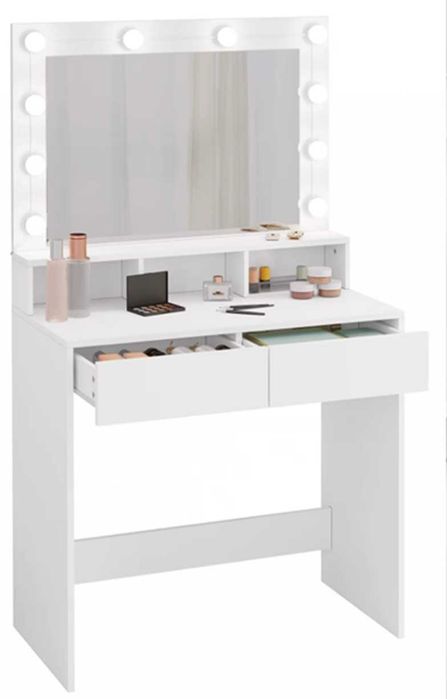 Toaletka Kosmetyczna Lustro WIZAŻ Oświetlenie HOLYWOOD+KRZESŁO LED 017