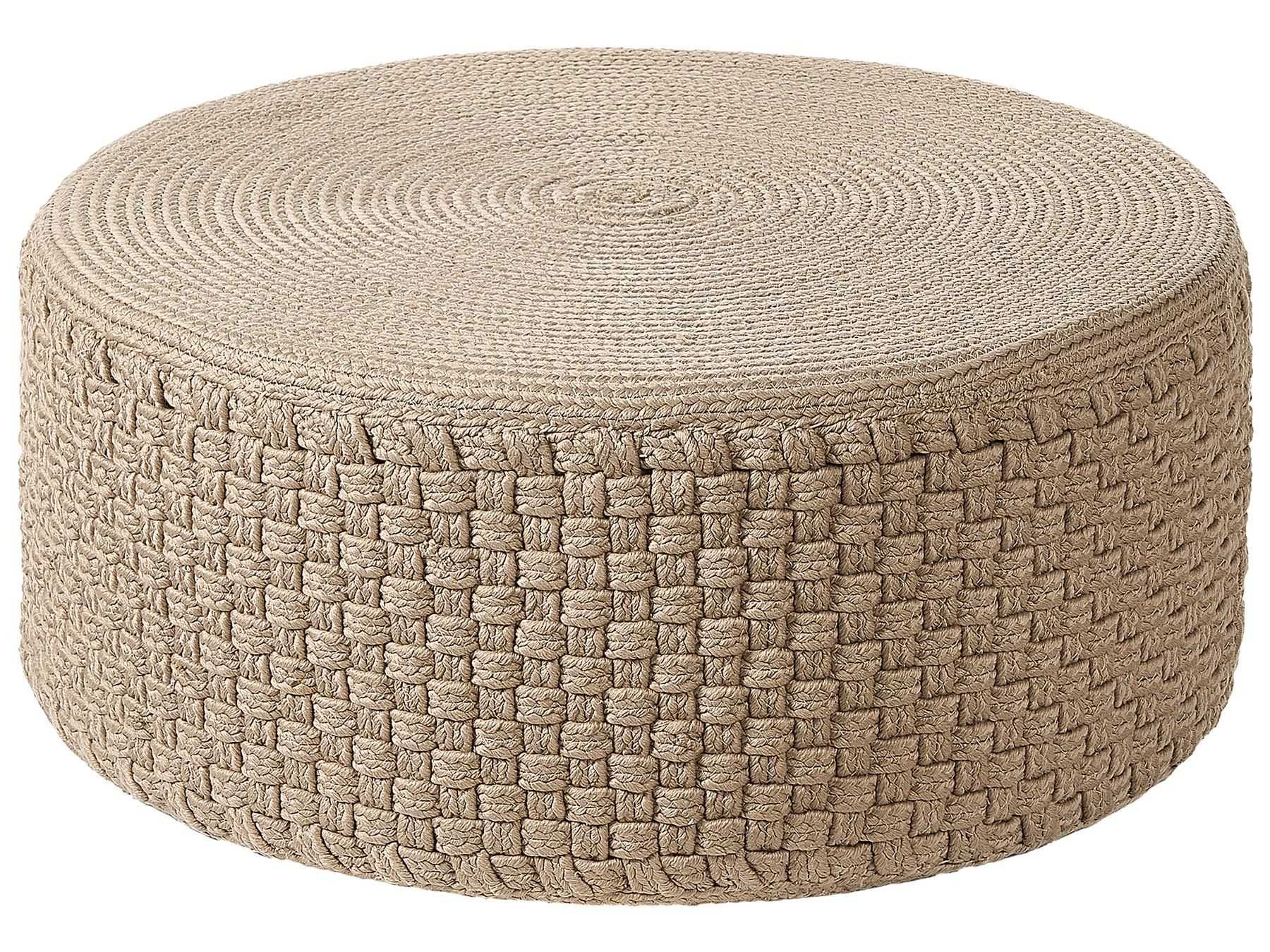 Ręcznie pleciony puf  70 cm beżowy
