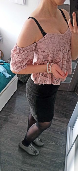 Koronkowa bluzka damska NA SYLWESTRA hiszpanka Stradivarius NA IMPREZĘ