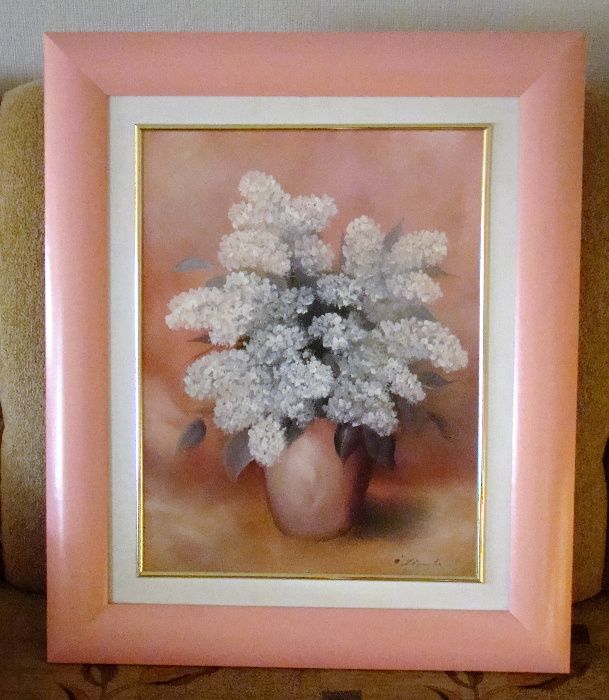 obraz 60x50 ręcznie malowany płótno sztaluga kwiaty w wazonie