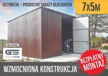 Wysoki GARAŻ BLASZANY  - Wiata , Hala , Magazyn Blaszany - GRZYWSTAL