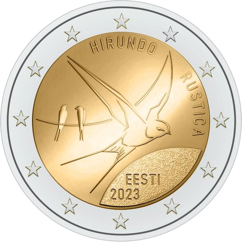 Естонія 2 євро, 2023. Ластівка сільська памятна монета.
