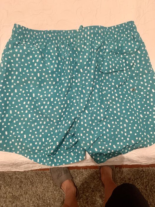 Calções de banho Massimo Dutti verde água com padrão