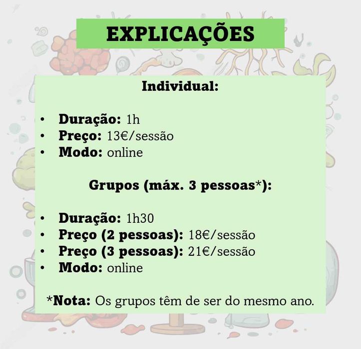 Explicações Biologia e Geologia (10º/11º) e Ciências Naturais