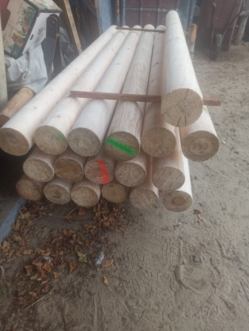 Słupki toczone jodłowe fi14cm długość 2.5 metra