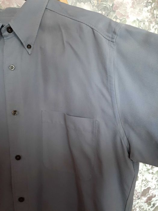 Рубашка мужская стальная с коротким рукавом классика летняя большая