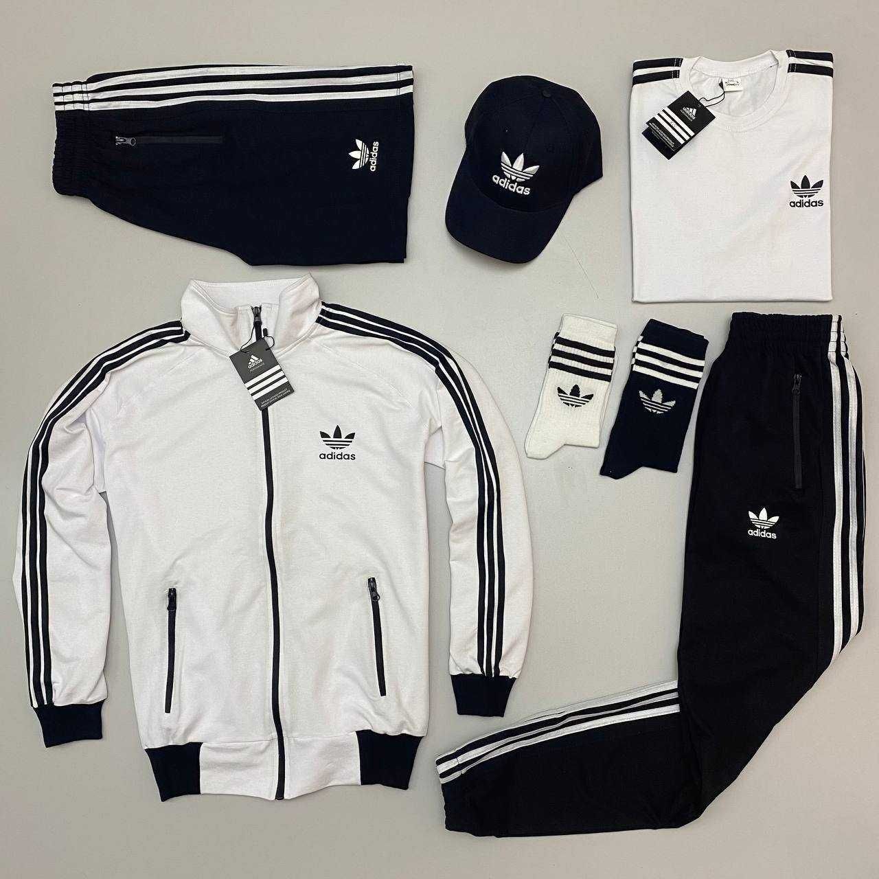 Набір 7в1  Adidas спортивний костюм кофта+штани+футболка+шорти+кепка