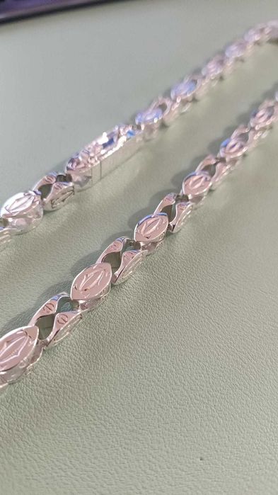 Cartier łańcuszek srebrny gruby ciężki 180g 60cm 8mm szerokości pełny