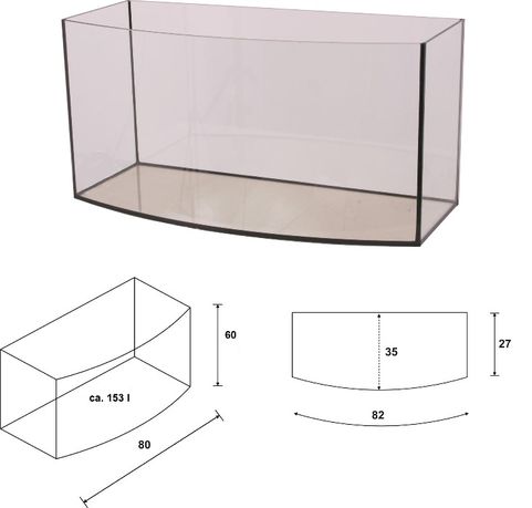 Akwarium 80x35x60 owalne 160 litrów