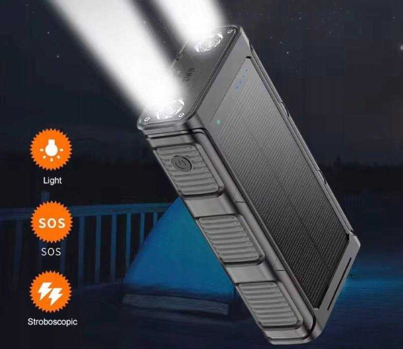 Ładowarka solarna 36000 mAh powerbank indukcja 8 portów LED