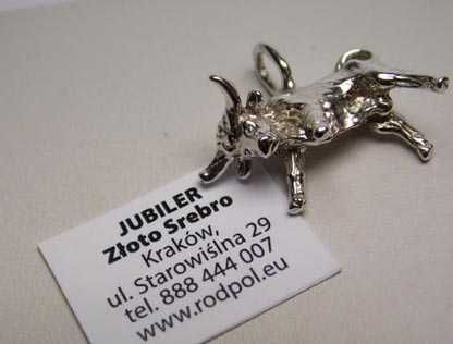 Srebrna zawieszka byk figuralny zodiak