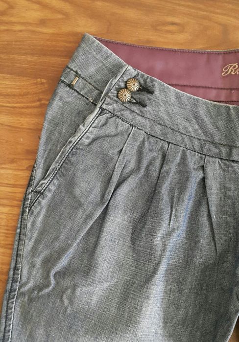 Жіночі стильні сірі штани Женские брюки из тонкой джинсовой ткани модн