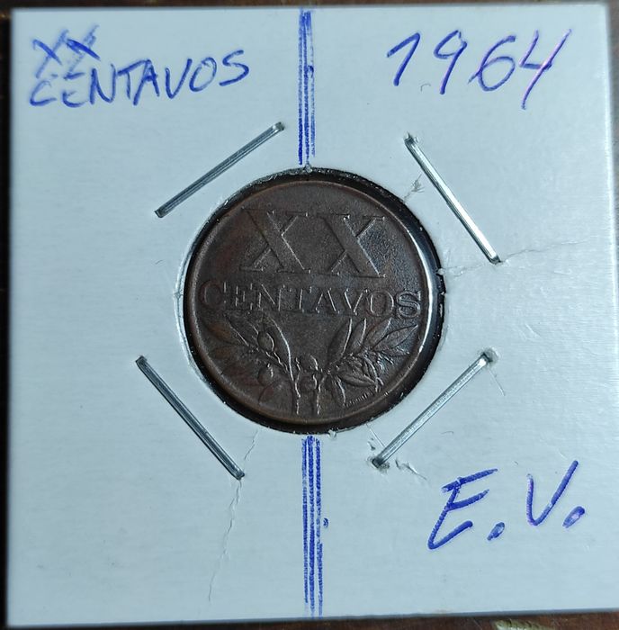Moeda Eixo Vertical 20 Centavos 1964 - MBC/BELA