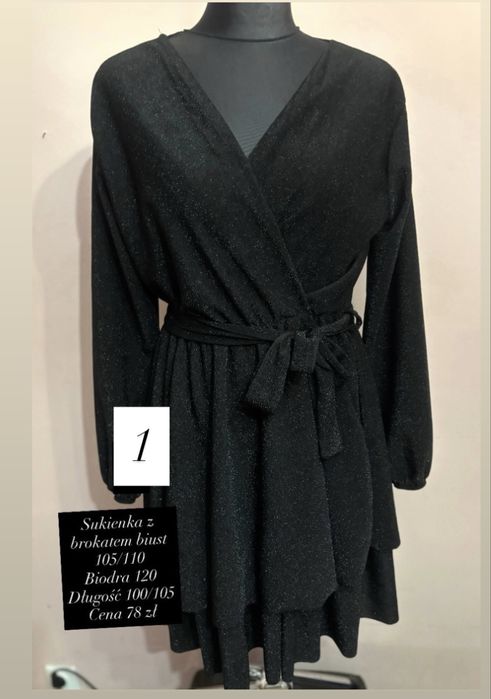 Sukienka z brokatem krótka wizytowa  biust 105/110