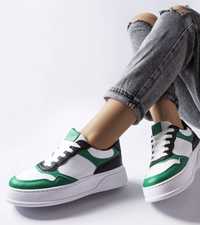 Biało-zielone buty na grubszej podeszwie Baron 37