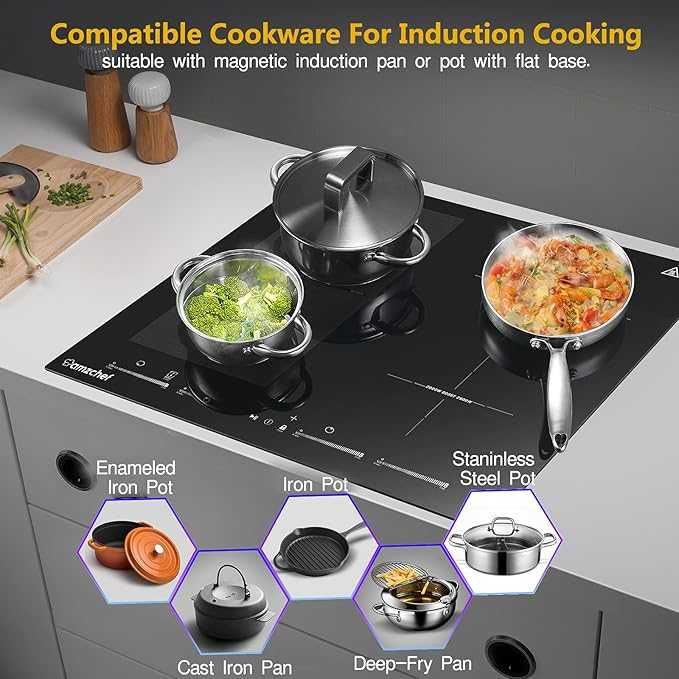 AMZCHEF Płyta indukcyjna 7400 W płyta kuchenna YL-IF7018S-5B5B3B1B