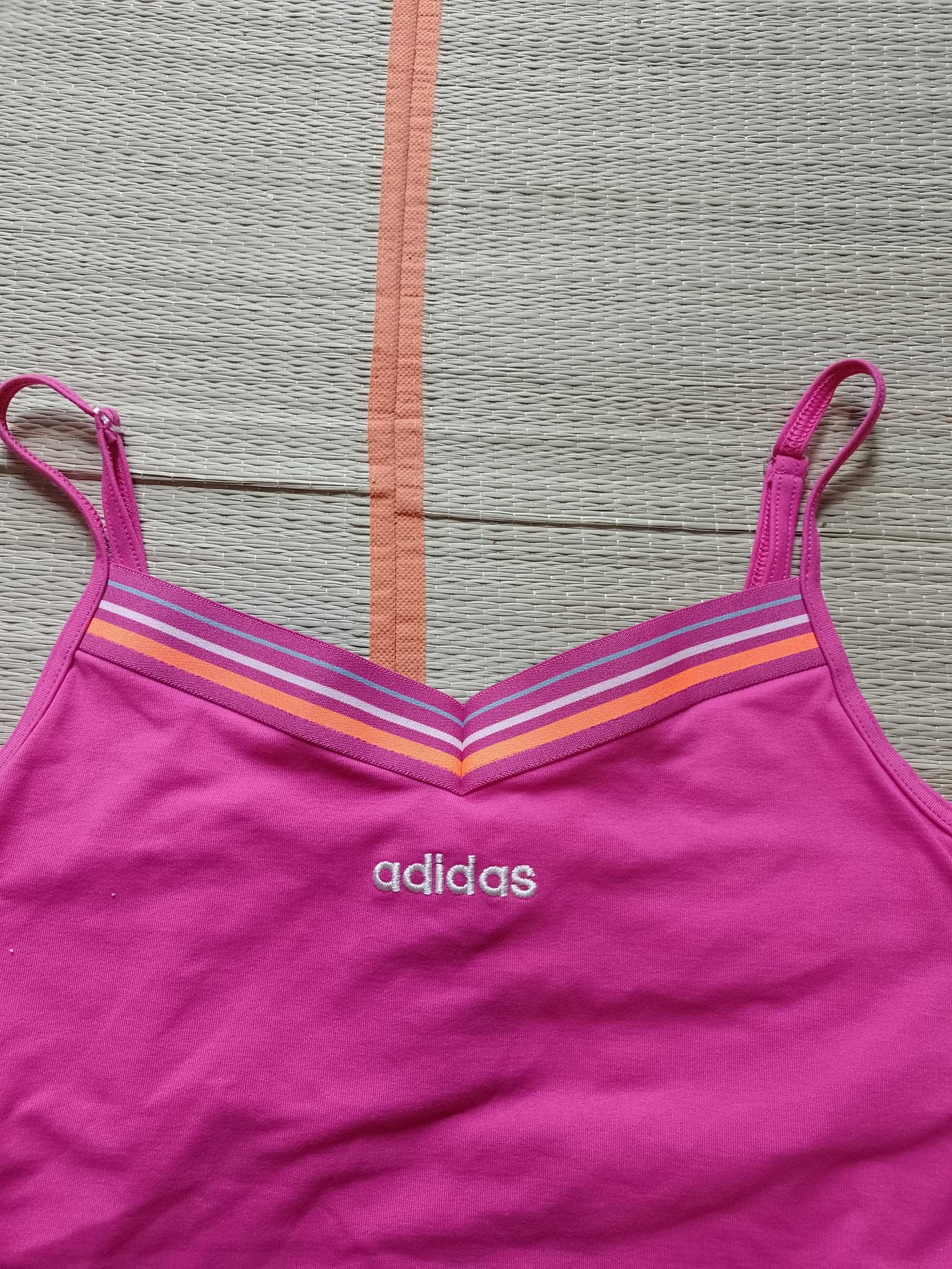 (40/L) ADIDAS/ Różowy top fitness z Londynu, bluzka na siłownię